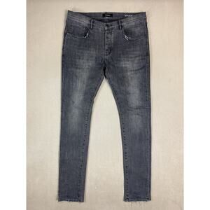 Purple Jeans Mens 34 Black Wash Skinny Slim Fit Stretch Distressed‎ Denim